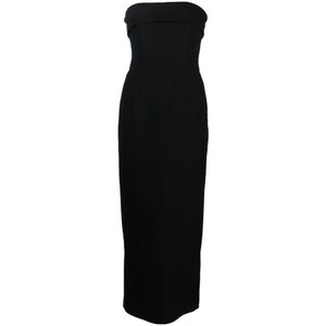 The New Arrivals Ilkyaz Ozel, Kleedjes, Dames, Zwart, S, Zwarte mouwloze lange jurk met omslagdetail