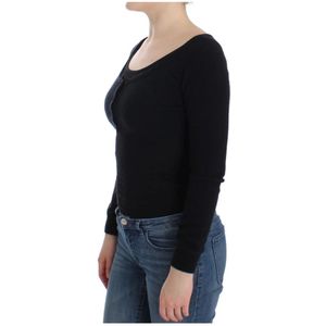 Ermanno Scervino, Truien, Dames, Zwart, M, Wol, Ermanno Scervino Black Cashmere Cardigan Sweater