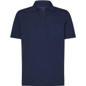 Sease, Blauwe Geribbelde Polo T-shirt Blauw, Heren, Maat:XL