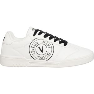 Versace Jeans Couture, Schoenen, Heren, Wit, 40 EU, Leer, Eenvoudige Brooklyn Sneakers met veters