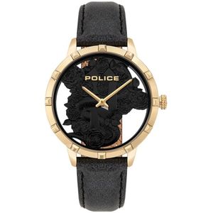 Police, Accessoires, Dames, Geel, ONE Size, Gouden Dames Quartz Analoog Horloge