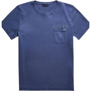 Fay, Comfort Fit Korte Mouw Ronde Hals T-shirt Blauw, Heren, Maat:L