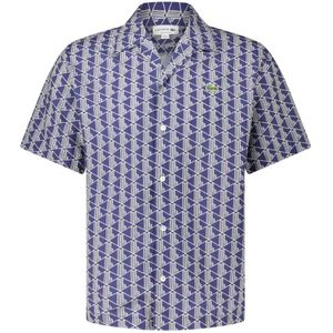 Lacoste, Overhemden, Heren, Veelkleurig, XL, Monogram Design Kortemouw Overhemd