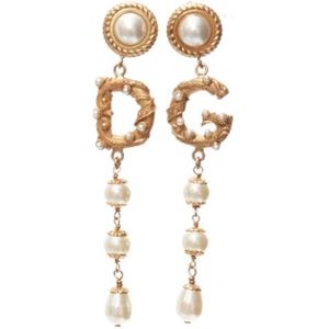 Dolce & Gabbana Pre-owned, Pre-owned, Dames, Geel, ONE Size, Tweed, Pre-owned Metal earrings