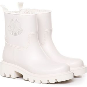 Moncler, Schoenen, Dames, Wit, 38 EU, Nylon, Witte Waterdichte Laarzen met Trekkoordsluiting