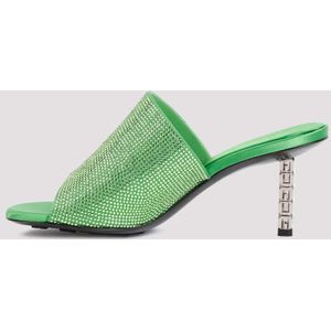 Givenchy, Schoenen, Dames, Groen, 36 EU, Satijn, Groene Satijnen Strass Muiltjes