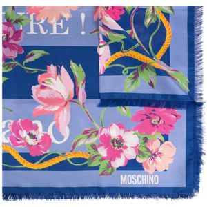 Moschino, Bloemensjaal Blauw, unisex, Maat:ONE Size