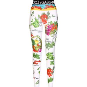Dolce & Gabbana, Broeken, Dames, Veelkleurig, L, Iconische Logo Leggings Elastisch Ontwerp