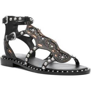 Ash, Schoenen, Dames, Zwart, 39 EU, Leer, Zwarte Leren Sandalen met Studs