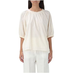 Woolrich, Blouses & Shirts, Dames, Beige, M, Broderie Anglaise Blouse