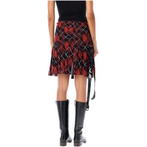 Jean Paul Gaultier, Rokken, Dames, Rood, S, Tartan Wikkelrok Rood Zwart