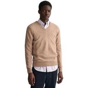 Gant, Truien, Heren, Beige, 2Xl, Wol, Klassieke V-hals wollen trui