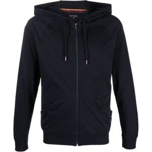 Paul Smith, Sweatshirts & Hoodies, Heren, Blauw, XL, Katoen, Blauwe Trui met Regenboog Motief en Capuchon