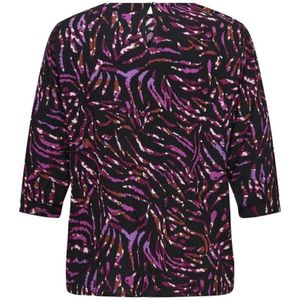 Only Carmakoma, Blouses & Shirts, Dames, Paars, 6Xl, Dierenprint 3/4 Mouw Top