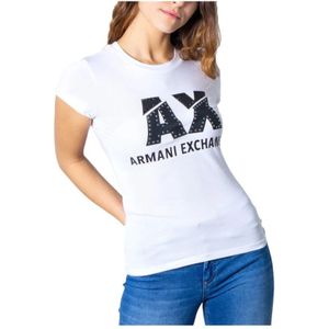 Armani Exchange, Tops, Dames, Wit, L, Katoen, T-shirt