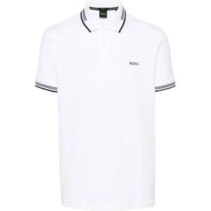 Hugo Boss, Logo Print Polo Sweater Wit, Heren, Maat:XL