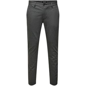 Only & Sons, Broeken, Heren, Zwart, W28 L32, Slim Herringbone Broek: Zwart