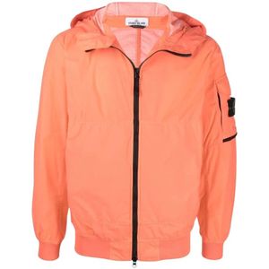 Stone Island, Jassen, Heren, Oranje, S, Lichtgewicht Jas