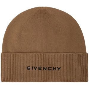 Givenchy, Accessoires, unisex, Beige, ONE Size, Wol, Wollen Logo Hoed
