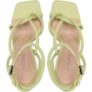 Pinko, Schoenen, Dames, Groen, 38 EU, Leer, Leren sandaal met 9 cm hak