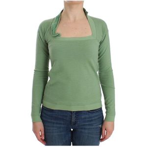 Ermanno Scervino, Blouses & Shirts, Dames, Groen, M, Wol, Wool Blend Striped Long Sleeve Sweater
