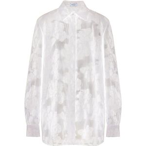 Salvatore Ferragamo, Bloemenprint shirt, Gemaakt in Italië Wit, Dames, Maat:S