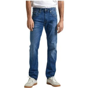 Pepe Jeans, Jeans, Heren, Blauw, W32 L32, Denim, Klassieke Straight Denim Jeans