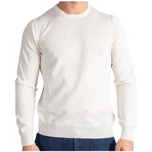 Paolo Fiorillo Capri, Sweatshirts & Hoodies, Heren, Wit, S, Wol, Witte Wollen Trui met Engelse Ribbel