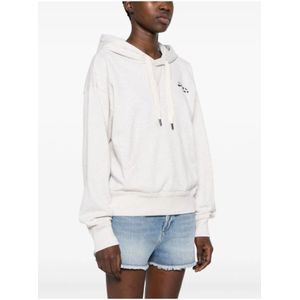 Isabel Marant, Sweatshirts & Hoodies, Dames, Wit, S, Katoen, Ecru Hoodie met Logo Borduursel