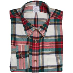Brooks Brothers, Regent Regular Fit Sport Overhemd, Flanel, Button-Down Collar Rood, Heren, Maat:S