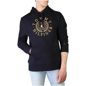 Tommy Hilfiger, Sweatshirts & Hoodies, Heren, Blauw, S, Katoen, Katoenen Sweatshirt met Zichtbaar Logo