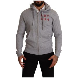 Hackett, Sweatshirts & Hoodies, Heren, Grijs, S, Katoen, Grijze hoodie met rits