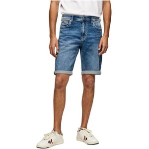 Pepe Jeans, Korte broeken, Heren, Blauw, W38, Denim, Denim Shorts