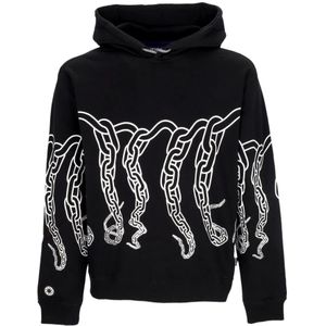 Octopus, Sweatshirts & Hoodies, Heren, Zwart, XS, Katoen, Zwarte Lichtgewicht Hoodie Met Ketting