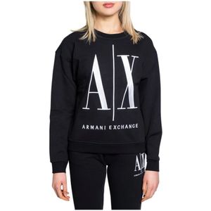 Armani Exchange, Sweatshirts & Hoodies, Dames, Zwart, S, Katoen, Katoen Vrouw Hoodless Sweatshirt Lente/Zomer