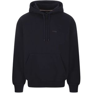Hugo Boss, Sweatshirts & Hoodies, Heren, Blauw, L, Katoen, Blauwe hoodie met grafische logo print
