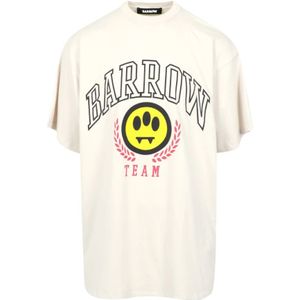 Barrow, Tops, Heren, Beige, L, Katoen, Beige Oversize Katoenen T-shirts en Polos