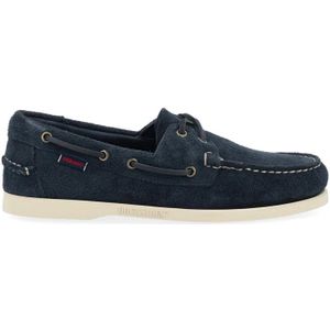 Sebago, Blauwe leren bootschoenen Blauw, Heren, Maat:46 EU