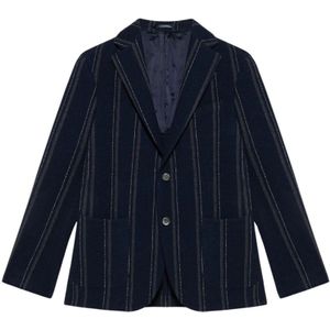 Brooks Brothers, Marineblauwe Blazer van Virgin Wol-Kasjmiermix Blauw, Heren, Maat:3XL