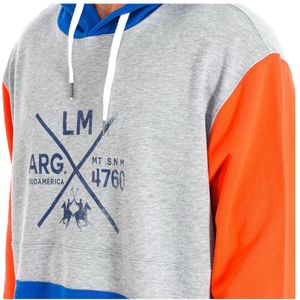 La Martina, Sweatshirts & Hoodies, Heren, Veelkleurig, 5Xl, Katoen, Hoodie in Grijs-Multicolor