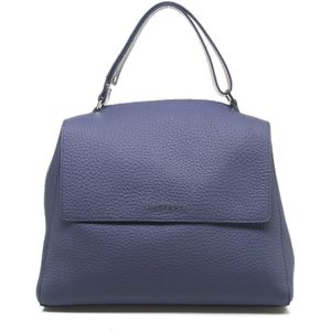 Orciani, Tassen, Dames, Blauw, ONE Size, Blauwe Leren Handtas Sveva Soft