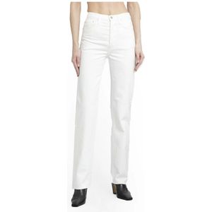 TotêMe, Jeans, Dames, Wit, W26, Denim, Off-white Klassiek Gesneden Denim Jeans