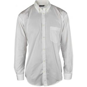 Balenciaga, Overhemden, Heren, Wit, S, Katoen, Oversized Wit Katoenen Shirt met Turquoise Logo