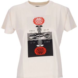 Obey, Tops, Dames, Beige, L, Katoen, Bloem Shepard Tee Dames T-shirt