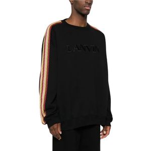 Lanvin, Sweatshirts & Hoodies, Heren, Zwart, S, Katoen, Oversized Curb Fleece Sweatshirt