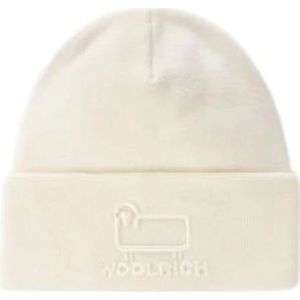 Woolrich, Katoenen Wollen Beanie in Melkwit Wit, Dames, Maat:ONE Size