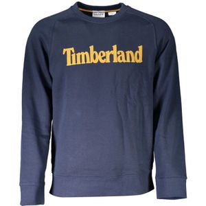 Timberland, Sweatshirts & Hoodies, Heren, Blauw, XL, Katoen, Blauwe Katoenen Trui met Logo Print
