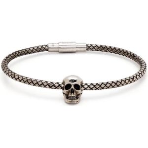 Alexander McQueen, Accessoires, Heren, Grijs, M, Zilveren Armband met Skull-Charm