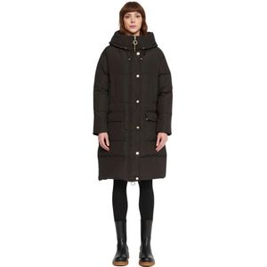 Silvian Heach, Lange gewatteerde jas met capuchon Zwart, Dames, Maat:XL