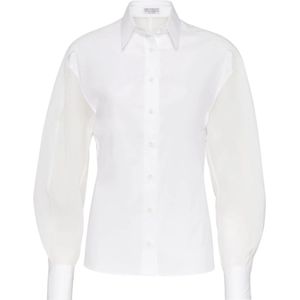 Brunello Cucinelli, Blouses & Shirts, Dames, Wit, L, Katoen, Witte Overhemden